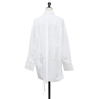 25秋冬 リボン シャツ 300IA730-1691 / RIBBON SHIRT ブラウス 長袖 フリンジ オーバーサイズ コットン