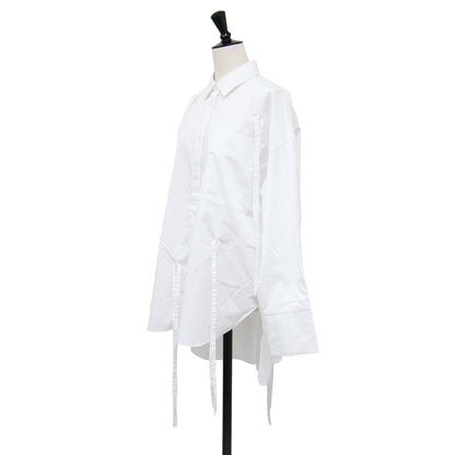 25秋冬 リボン シャツ 300IA730-1691 / RIBBON SHIRT ブラウス 長袖 フリンジ オーバーサイズ コットン