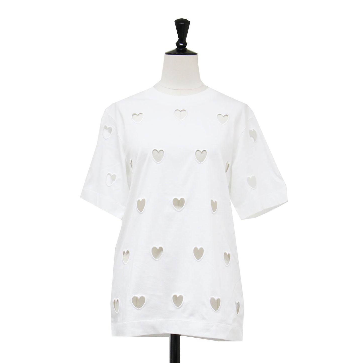 ハート カットアウト 半袖 Tシャツ / カットソー ハーフスリーブ クルーネック 切り抜き コットン