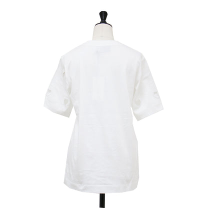 ハート カットアウト 半袖 Tシャツ / カットソー ハーフスリーブ クルーネック 切り抜き コットン