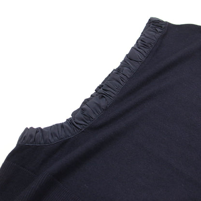 25秋冬 アシンメトリー ミニ ベスト / ASYMMETRY MINI VEST ニット ショート丈 クルーネック タフタ ウール