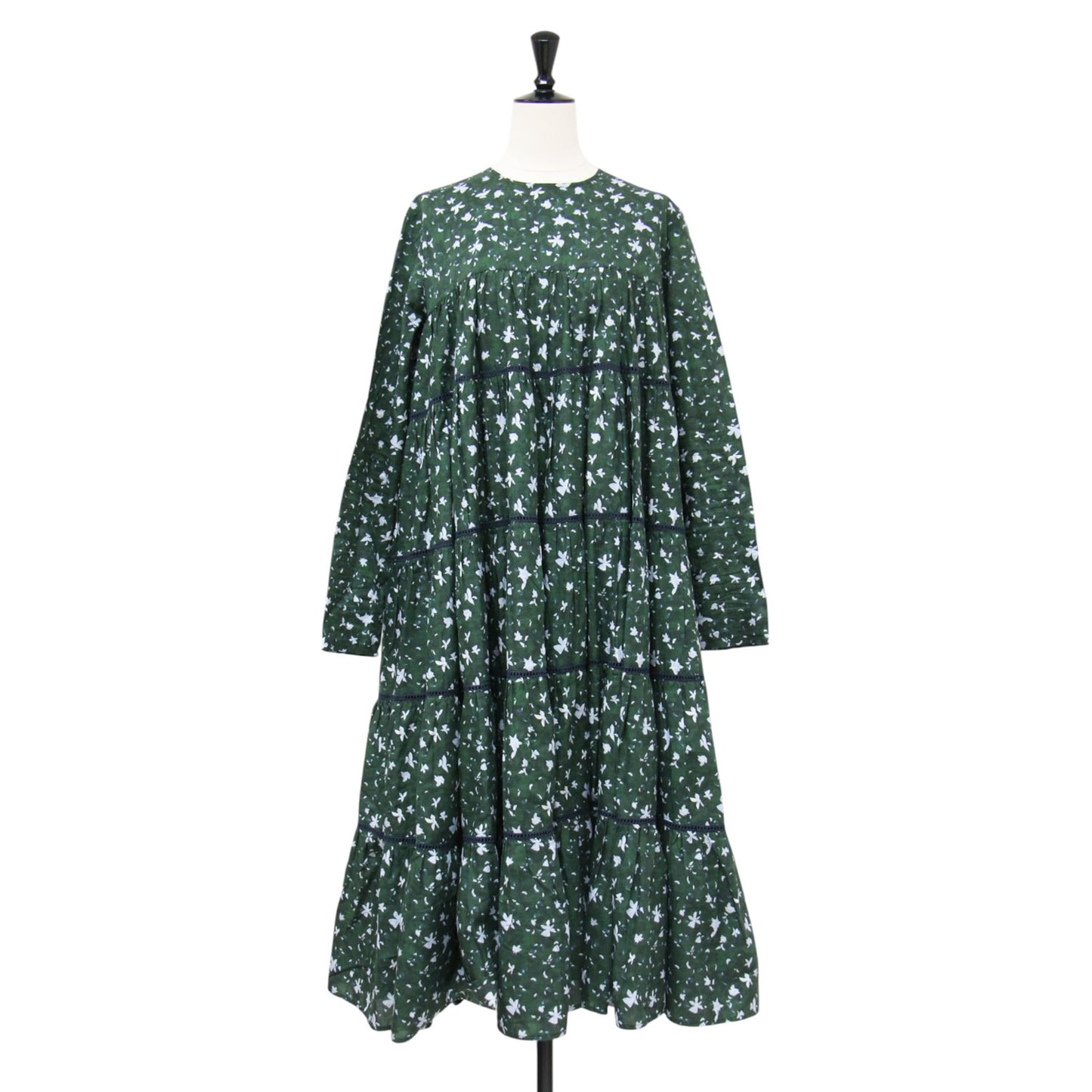 花柄 ティアード ミディ ワンピース / MAIDA MIDI PRINT 長袖 クルーネック フレア フラワープリント