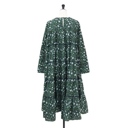 花柄 ティアード ミディ ワンピース / MAIDA MIDI PRINT 長袖 クルーネック フレア フラワープリント