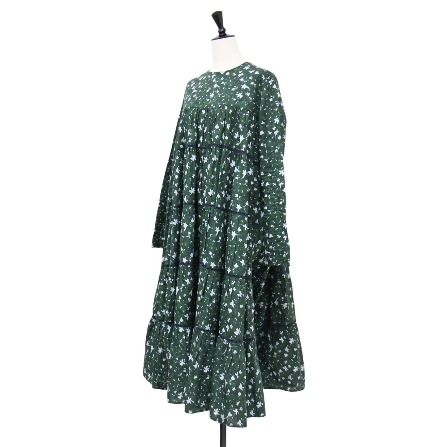 花柄 ティアード ミディ ワンピース / MAIDA MIDI PRINT 長袖 クルーネック フレア フラワープリント