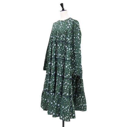 花柄 ティアード ミディ ワンピース / MAIDA MIDI PRINT 長袖 クルーネック フレア フラワープリント