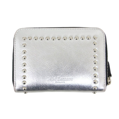 スタッズ付き ラウンドジップ スモール 財布 / SMALL ZIP PURSE WITH STUDS コインケース カードケース メタリック レザー
