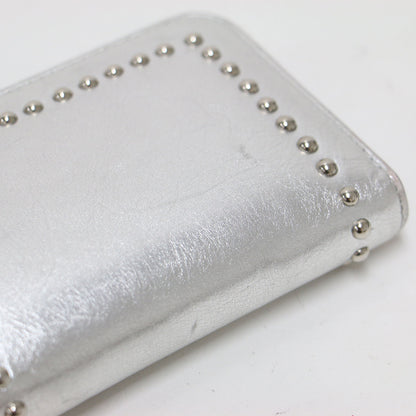 スタッズ付き ラウンドジップ スモール 財布 / SMALL ZIP PURSE WITH STUDS コインケース カードケース メタリック レザー