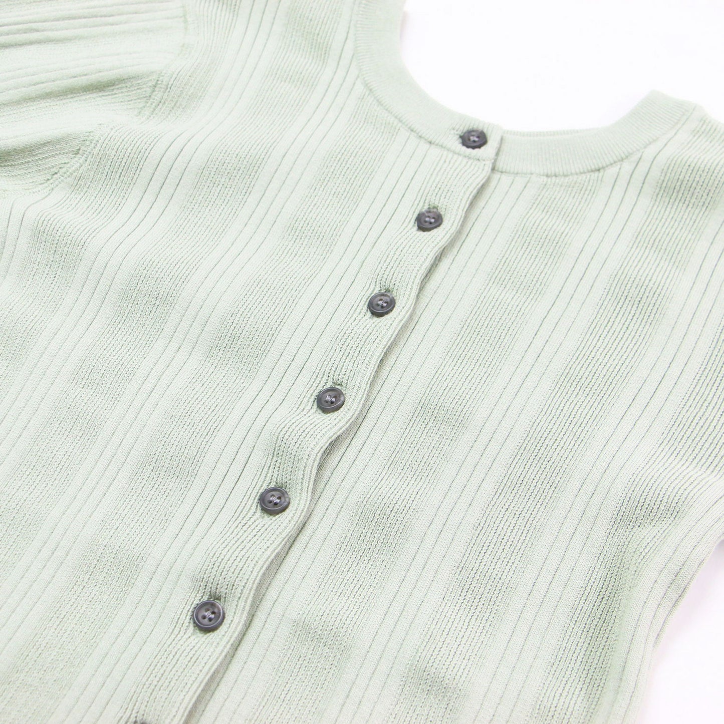 25秋冬 ダブルフェイス リブ ニット カーディガン / W FACE RIB KNIT CARDIGAN 半袖 クルーネック コットン