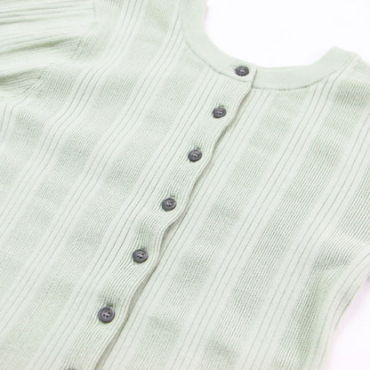 25秋冬 ダブルフェイス リブ ニット カーディガン / W FACE RIB KNIT CARDIGAN 半袖 クルーネック コットン