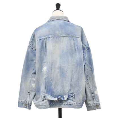 オーバーサイズ ダメージ デニム ジャケット / CLASSIC DENIM JACKET Gジャン ショート丈 コットン