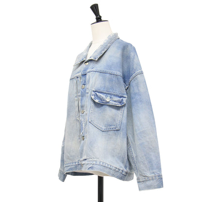 オーバーサイズ ダメージ デニム ジャケット / CLASSIC DENIM JACKET Gジャン ショート丈 コットン