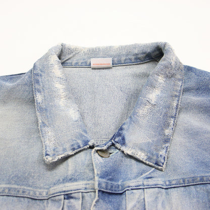 オーバーサイズ ダメージ デニム ジャケット / CLASSIC DENIM JACKET Gジャン ショート丈 コットン