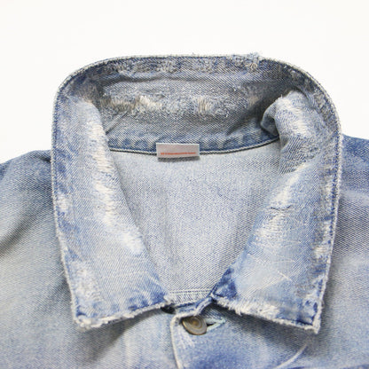 オーバーサイズ ダメージ デニム ジャケット / CLASSIC DENIM JACKET Gジャン ショート丈 コットン