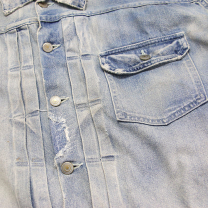 オーバーサイズ ダメージ デニム ジャケット / CLASSIC DENIM JACKET Gジャン ショート丈 コットン