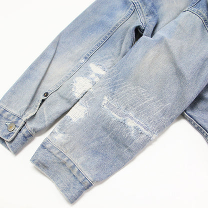 オーバーサイズ ダメージ デニム ジャケット / CLASSIC DENIM JACKET Gジャン ショート丈 コットン