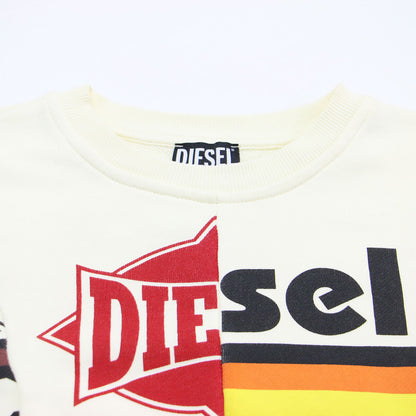 F-SLIMMYCUT-C1 / スウェット プルオーバー ショート丈 長袖 クルーネック パッチワーク 裏毛 コットン