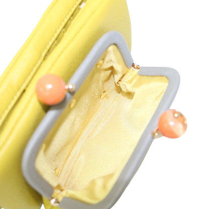 牛革 がま口 二つ折り 財布 / ウォレット がま玉 本革 カウレザー