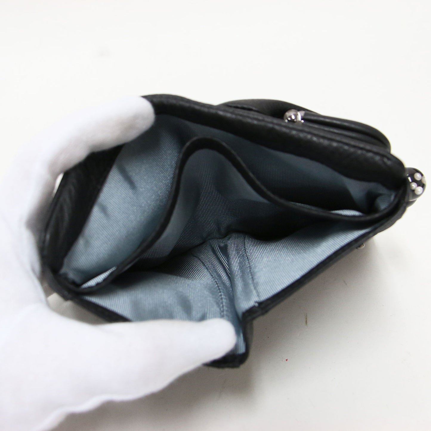 牛革 がま口 二つ折り 財布 / ウォレット がま玉 レザー 本革