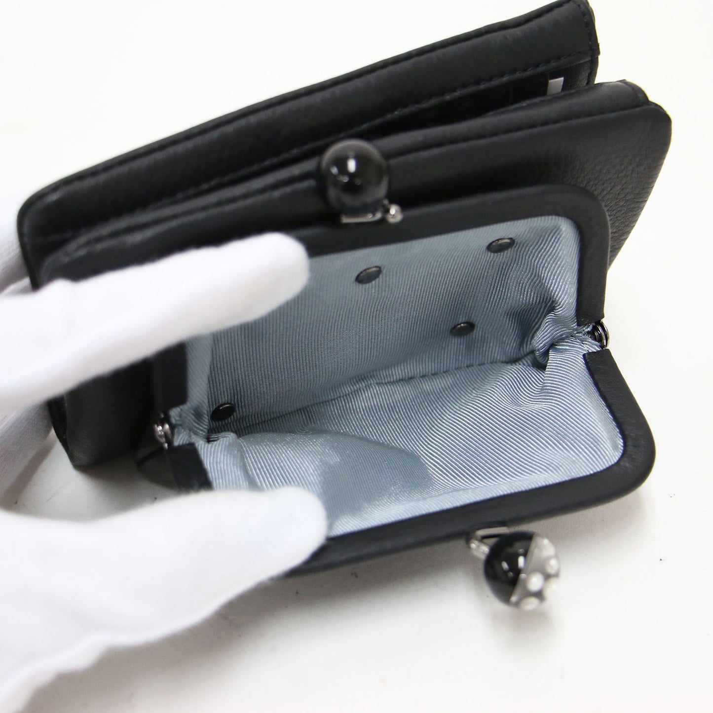牛革 がま口 二つ折り 財布 / ウォレット がま玉 レザー 本革