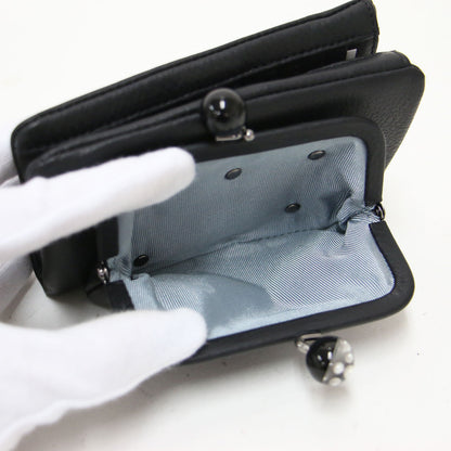牛革 がま口 二つ折り 財布 / ウォレット がま玉 レザー 本革