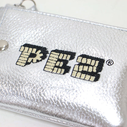 × PEZ 24秋冬 牛革 カラビナ付き パス＆キーケース / マルチケース ポーチ ZOO柄 ロゴ 刺繍 カウレザー