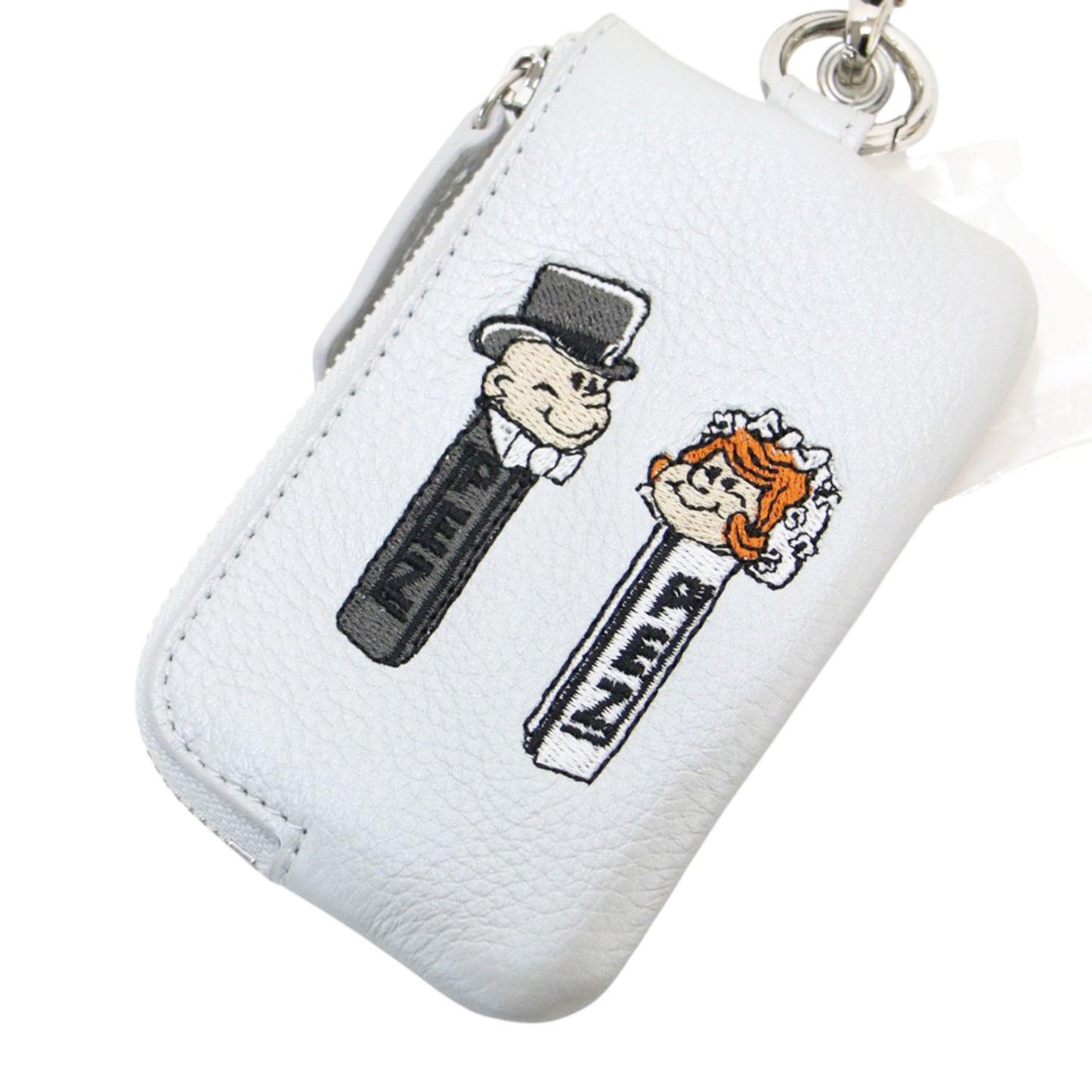 × PEZ 23秋冬 牛革モバイル ストラップ ショルダー / キーケース ポーチ ウェディング柄 ロゴ 刺繍 カウレザー