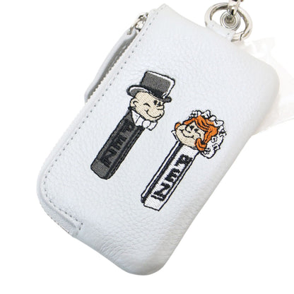 × PEZ 23秋冬 牛革モバイル ストラップ ショルダー / キーケース ポーチ ウェディング柄 ロゴ 刺繍 カウレザー