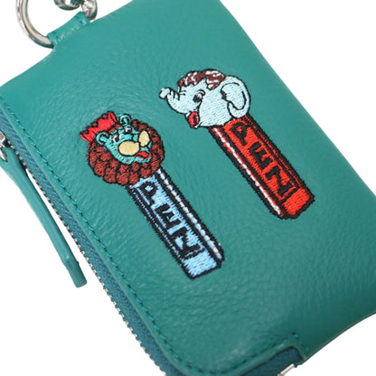 × PEZ 23秋冬 牛革モバイル ストラップ ショルダー / キーケース ポーチ ZOO柄 ロゴ 刺繍 カウレザー