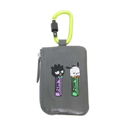 × はぴだんぶい × PEZ 25秋冬 本革 カラビナ付き パス ＆ キーケース / コインケース マルチケース 刺繍 ペッツ サンリオ
