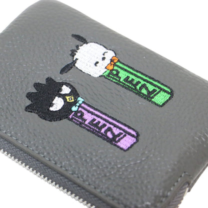 × はぴだんぶい × PEZ 25秋冬 本革 カラビナ付き パス ＆ キーケース / コインケース マルチケース 刺繍 ペッツ サンリオ