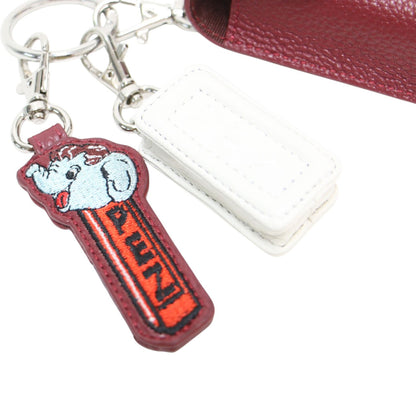 × PEZ 26春夏 本革 リップケース チャーム / バックチャーム キーホルダー ディスペンサー柄 刺繍 ペッツ 牛革