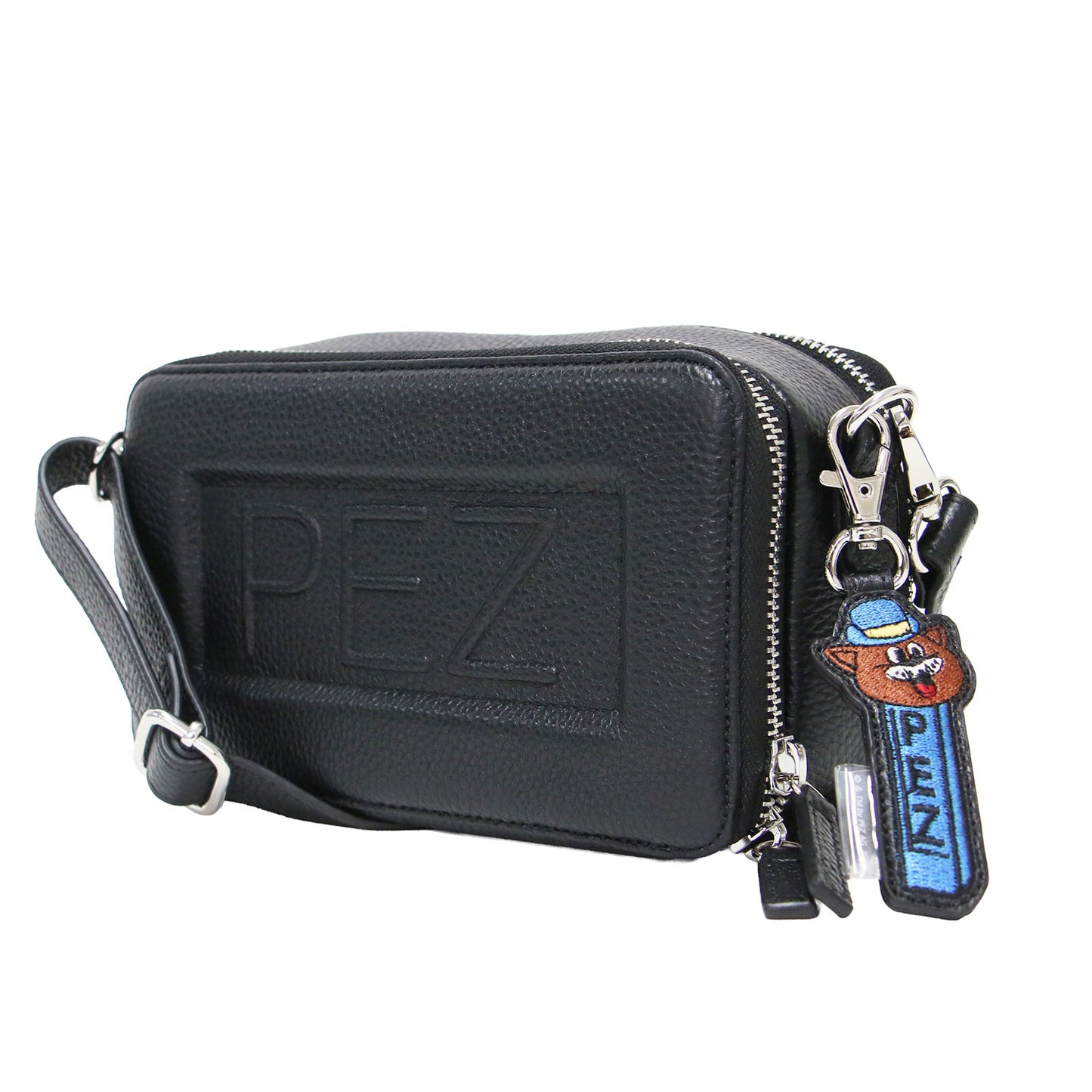 × PEZ 26春夏 本革 ウォレット & ショルダーバッグ / 財布 肩掛け 斜め掛け チャーム付 ペッツ エンボスロゴ カウレザー