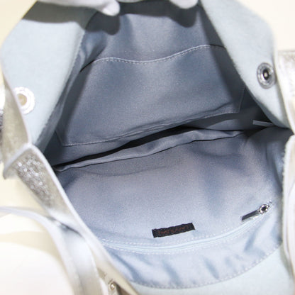 レザー 2WAY ハンドル トート / バッグ ショルダー 肩掛け スクエア メタリック 牛革