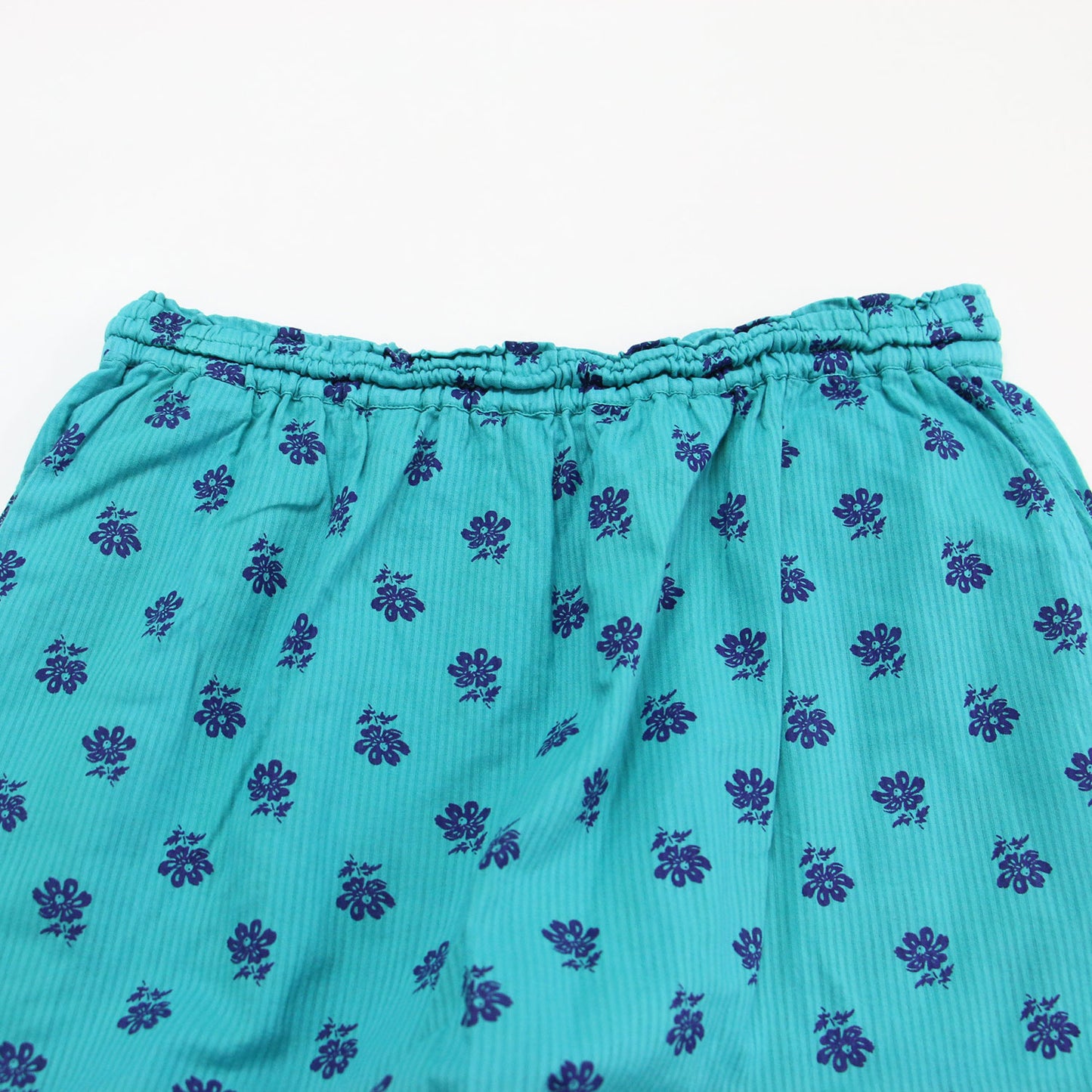 フラワー プリント スカート / Cotton Dobby Stripe Flower Print Skirt ロング丈 ティアード Aライン フレア 花柄 ウエストゴム ドローコード コットン