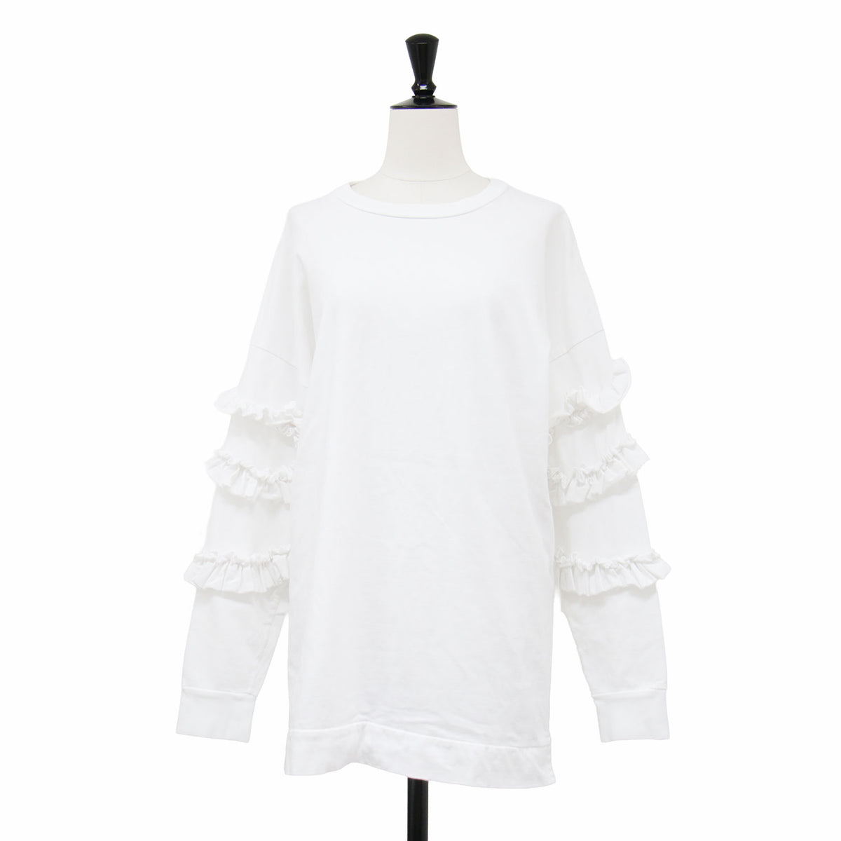 23春夏 スクリュースリーブ プルオーバー / SCREW SLEEVE PULLOVER 300GS280-0800 / クルーネック 長袖 ドロップショルダー フリル サイドスリット コットン ウォッシャブル