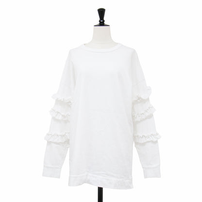23春夏 スクリュースリーブ プルオーバー / SCREW SLEEVE PULLOVER 300GS280-0800 / クルーネック 長袖 ドロップショルダー フリル サイドスリット コットン ウォッシャブル