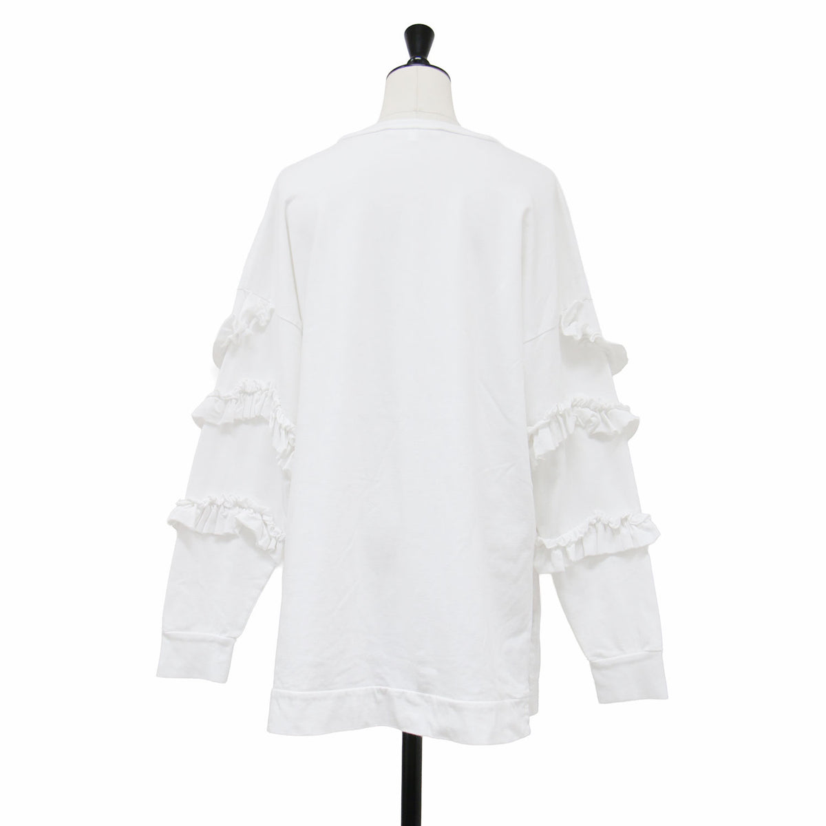 23春夏 スクリュースリーブ プルオーバー / SCREW SLEEVE PULLOVER 300GS280-0800 / クルーネック 長袖 ドロップショルダー フリル サイドスリット コットン ウォッシャブル