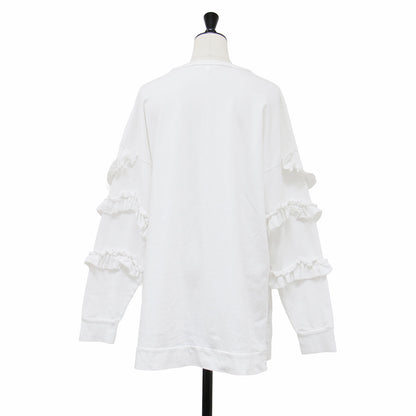 23春夏 スクリュースリーブ プルオーバー / SCREW SLEEVE PULLOVER 300GS280-0800 / クルーネック 長袖 ドロップショルダー フリル サイドスリット コットン ウォッシャブル