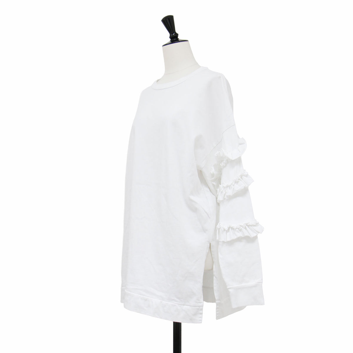 23春夏 スクリュースリーブ プルオーバー / SCREW SLEEVE PULLOVER 300GS280-0800 / クルーネック 長袖 ドロップショルダー フリル サイドスリット コットン ウォッシャブル