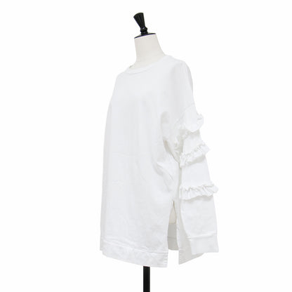 23春夏 スクリュースリーブ プルオーバー / SCREW SLEEVE PULLOVER 300GS280-0800 / クルーネック 長袖 ドロップショルダー フリル サイドスリット コットン ウォッシャブル