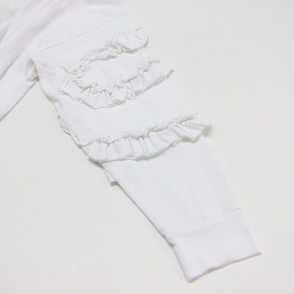 23春夏 スクリュースリーブ プルオーバー / SCREW SLEEVE PULLOVER 300GS280-0800 / クルーネック 長袖 ドロップショルダー フリル サイドスリット コットン ウォッシャブル