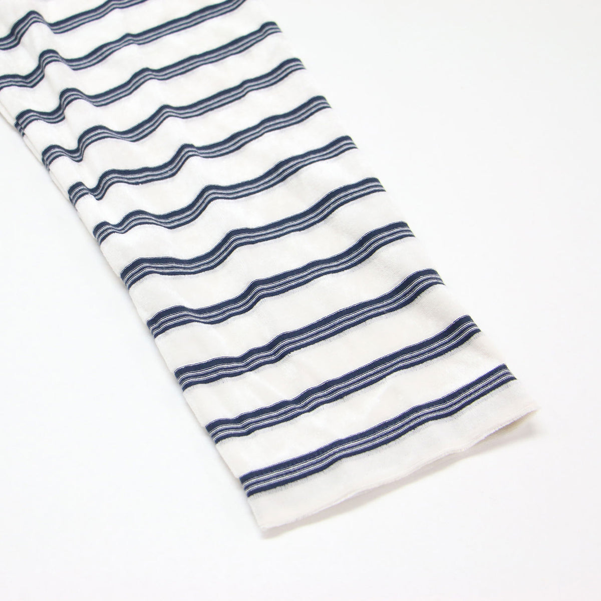 ベロア ボーダー ロングスリーブ Tシャツ / プルオーバー 長袖 クルーネック リラクシー 凹凸 天竺 コットン