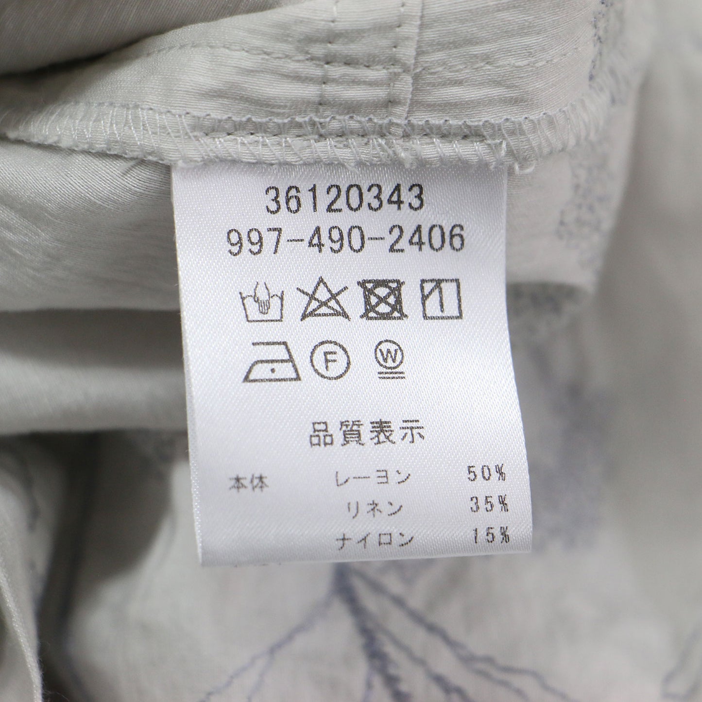 24秋冬 ヴェール サイレントフラワースカラップ刺繍ワンピース / Vert 羽織り ミドル丈 ラウンドネック 長袖 ドロップショルダー 刺繍 花柄 微光沢 リネン ウォッシャブル