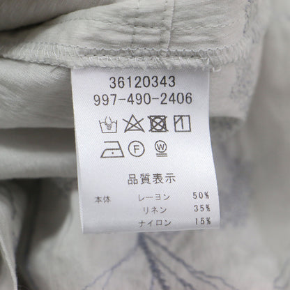 24秋冬 ヴェール サイレントフラワースカラップ刺繍ワンピース / Vert 羽織り ミドル丈 ラウンドネック 長袖 ドロップショルダー 刺繍 花柄 微光沢 リネン ウォッシャブル