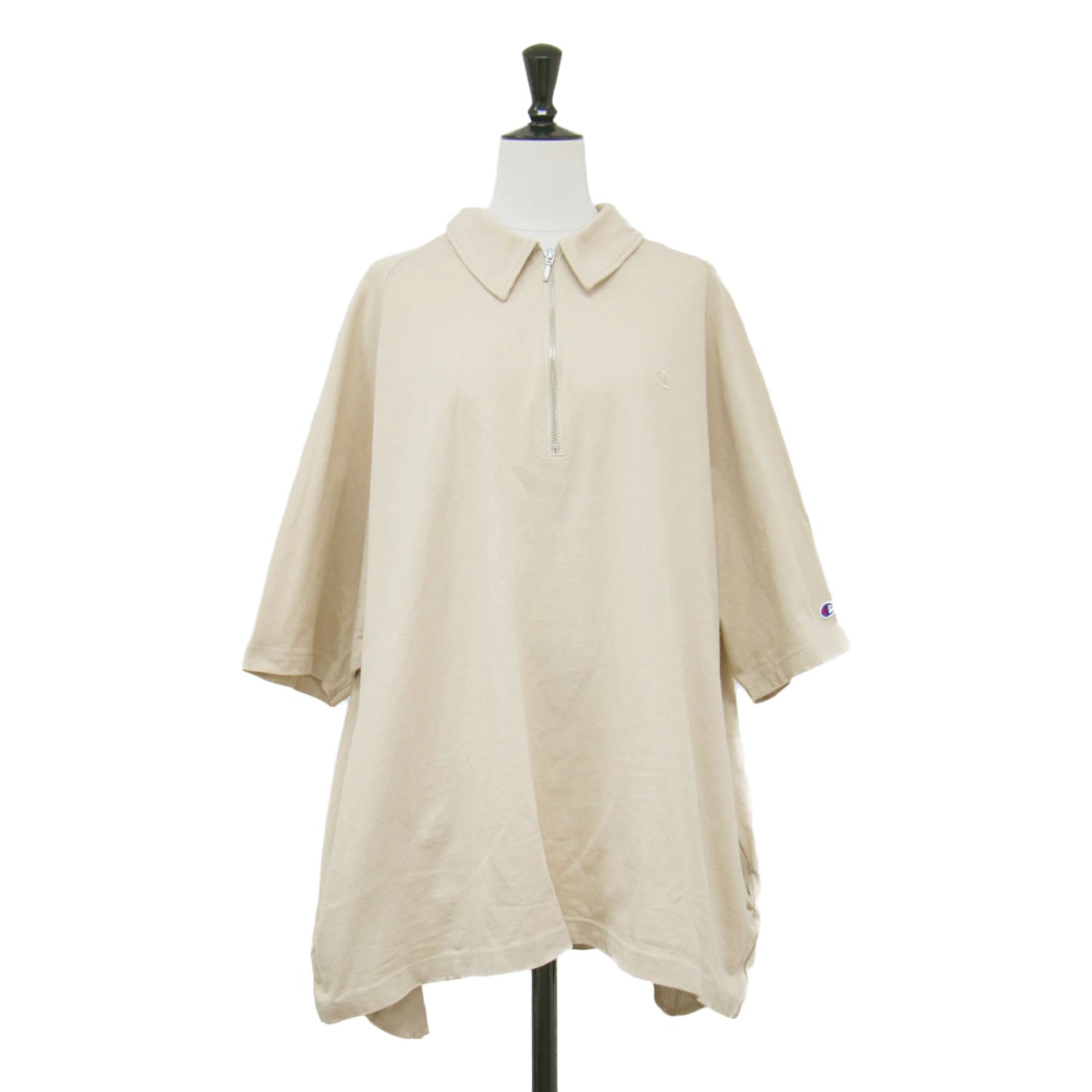 × FRAMeWORK 別注 26春夏 ハーフジップ ワイドTシャツ / JERSEY HALF ZIP TEE プルオーバー 5分袖 ラグラン ロゴ 刺繍 コットン