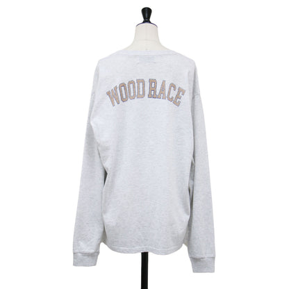 × FRAMeWORK 別注 ロゴ 長袖Tシャツ / カットソー クルーネック ワイド コットン