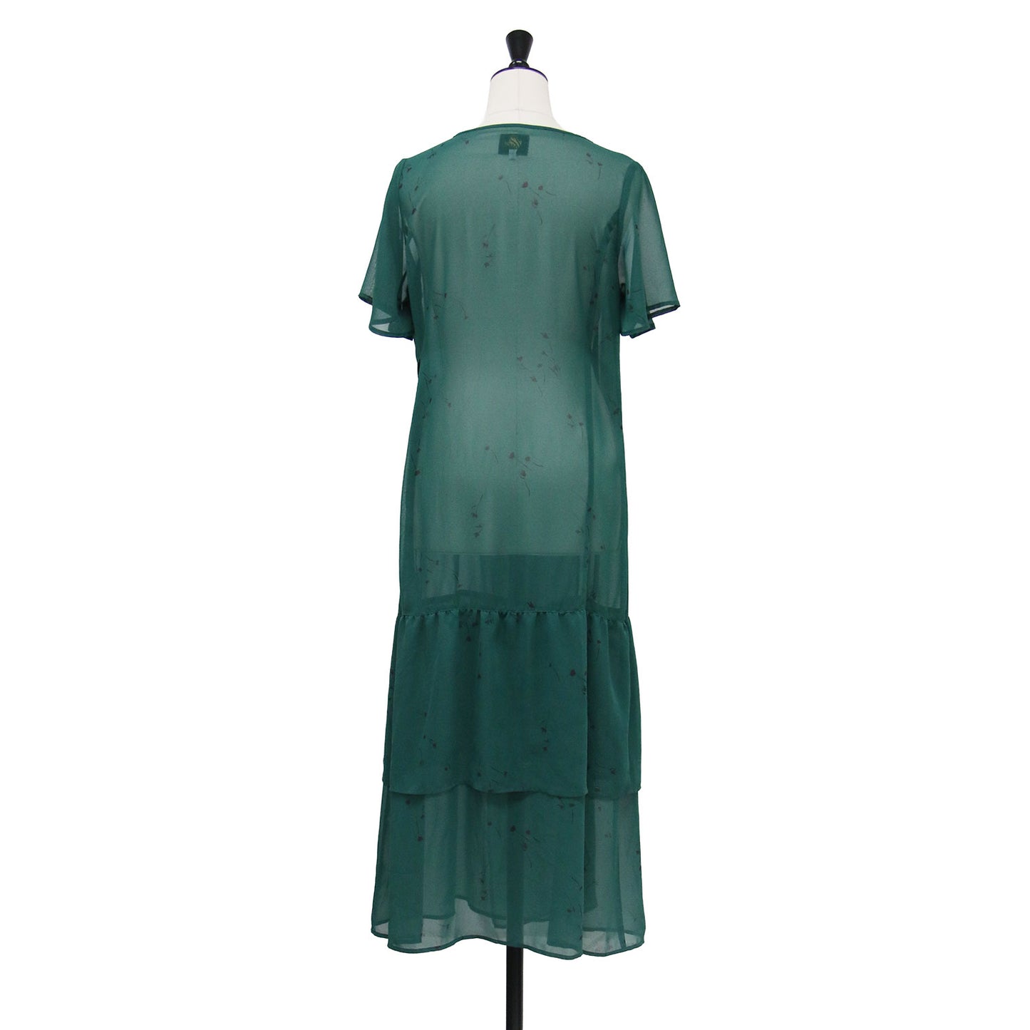 フローラル シフォン ラップドレス / Wrap Dress Poly Chiffon Floral Printed ワンピース Aライン フレア Vネック 半袖 ティアード シアー フラワープリント 花柄 ウォッシャブル