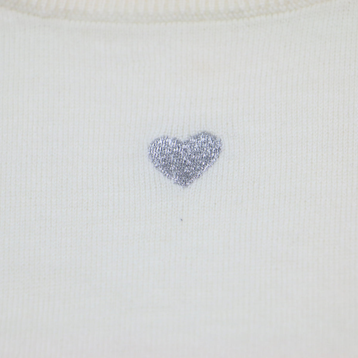 ハート 刺繍 プルオーバー / ニット ノースリーブ Uネック ハイゲージ ウール