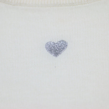 ハート 刺繍 プルオーバー / ニット ノースリーブ Uネック ハイゲージ ウール