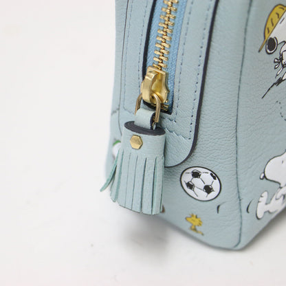× PEANUTS 25春夏 スヌーピー プリント レザーポーチ / 小物入れ コスメポーチ 化粧ポーチ スクエア フリンジ